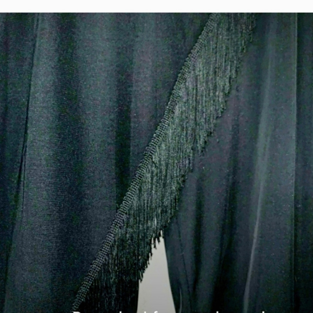 FRINGE!❤JS Boutique Fringed Leg Sash Black Dress Pants. - Picture 3 of 9